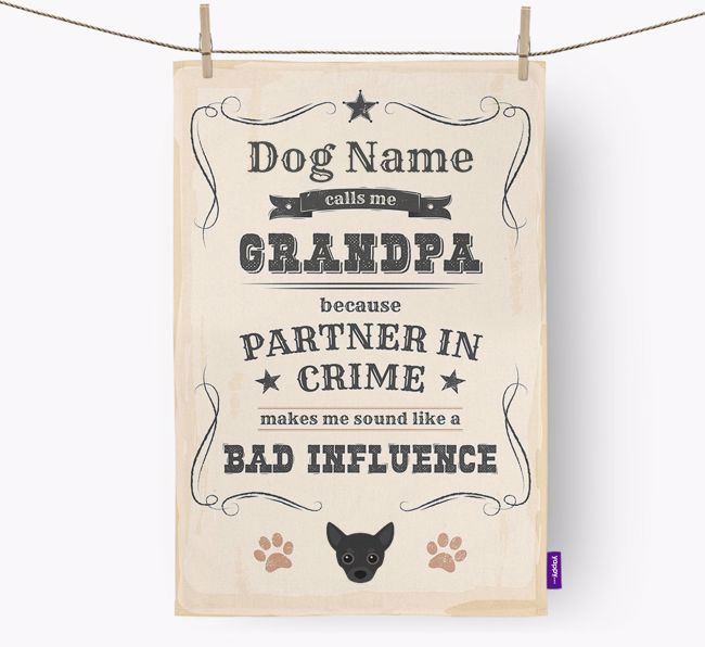 Bad Influence Grandpa: Personalized {breedFullName} Dish Towel